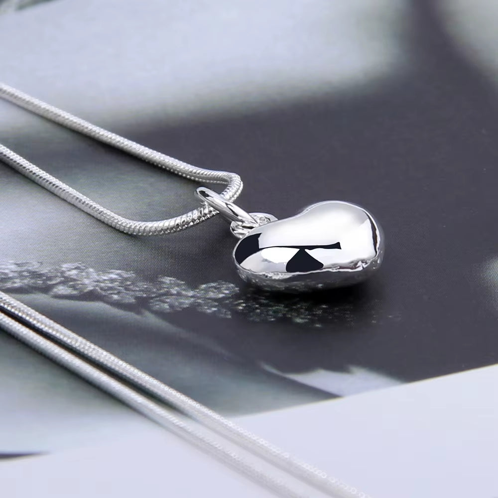 Silver Color Solid Small Heart Pendant Necklace 16-30 Inch Snake Chain for Women Wedding Charm Fashion Jewelry