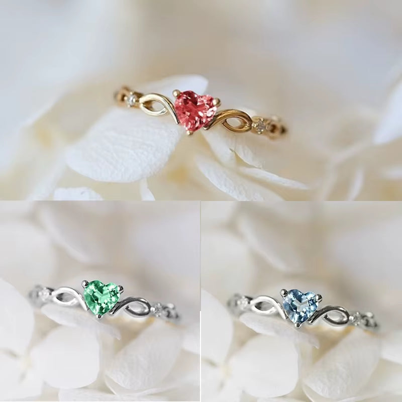 Huitan Heart Cubic Zircon Ring